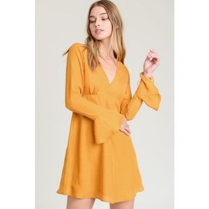 Mustard bell sleeve dress